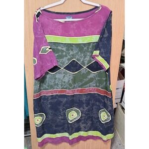 Endeavor Trading Sz L Vtg Dress  Women's  Artsy Boho 100% Rayon 90s Pockets Long